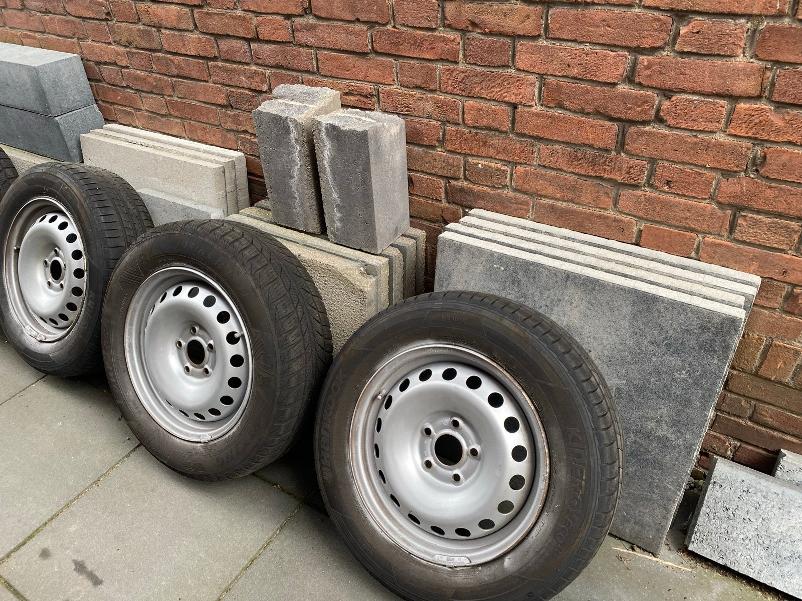 4 velgen met banden Renault Kangoo 2, Auto-onderdelen, Ophalen, Gebruikt, 15 inch, Banden en Velgen