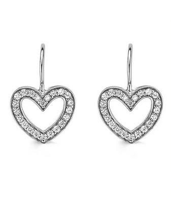Ti Sento Milano zilver zirkonia oorbellen oorhangers Hart, Hangers, Met edelsteen, Nieuw, Ophalen of Verzenden