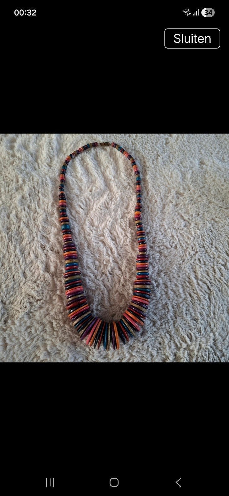 Prachtige vintage houten ketting - kleurrijk en uniek, Sieraden, Tassen en Uiterlijk, Kettingen, Ophalen of Verzenden, Gebruikt