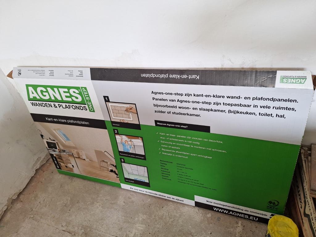 Agnes One-Step Plafondplaat + 4 rest-stroken, Doe-het-zelf en Verbouw, Platen en Panelen, Ophalen, Nieuw, Overige materialen, Minder dan 20 mm