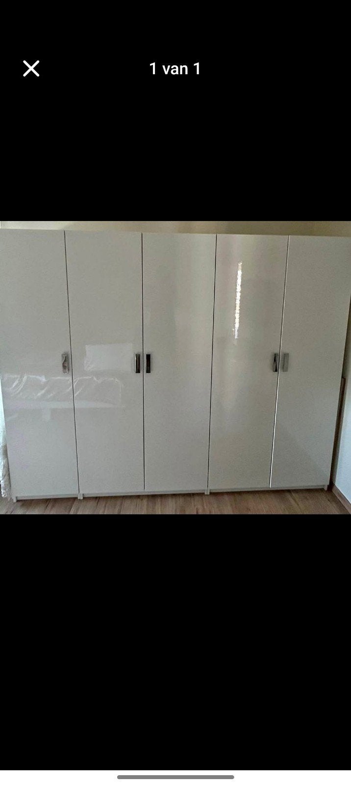 Witte kledingkast met 5 deuren ikea, Huis en Inrichting, Kasten | Kledingkasten, Overige materialen, Gebruikt, 200 cm of meer