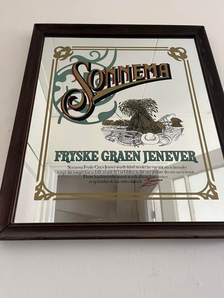 Vintage Sonnema Fryske Graen Jenever Bar Spiegel, Ophalen, Gebruikt, Minder dan 100 cm, Rechthoekig