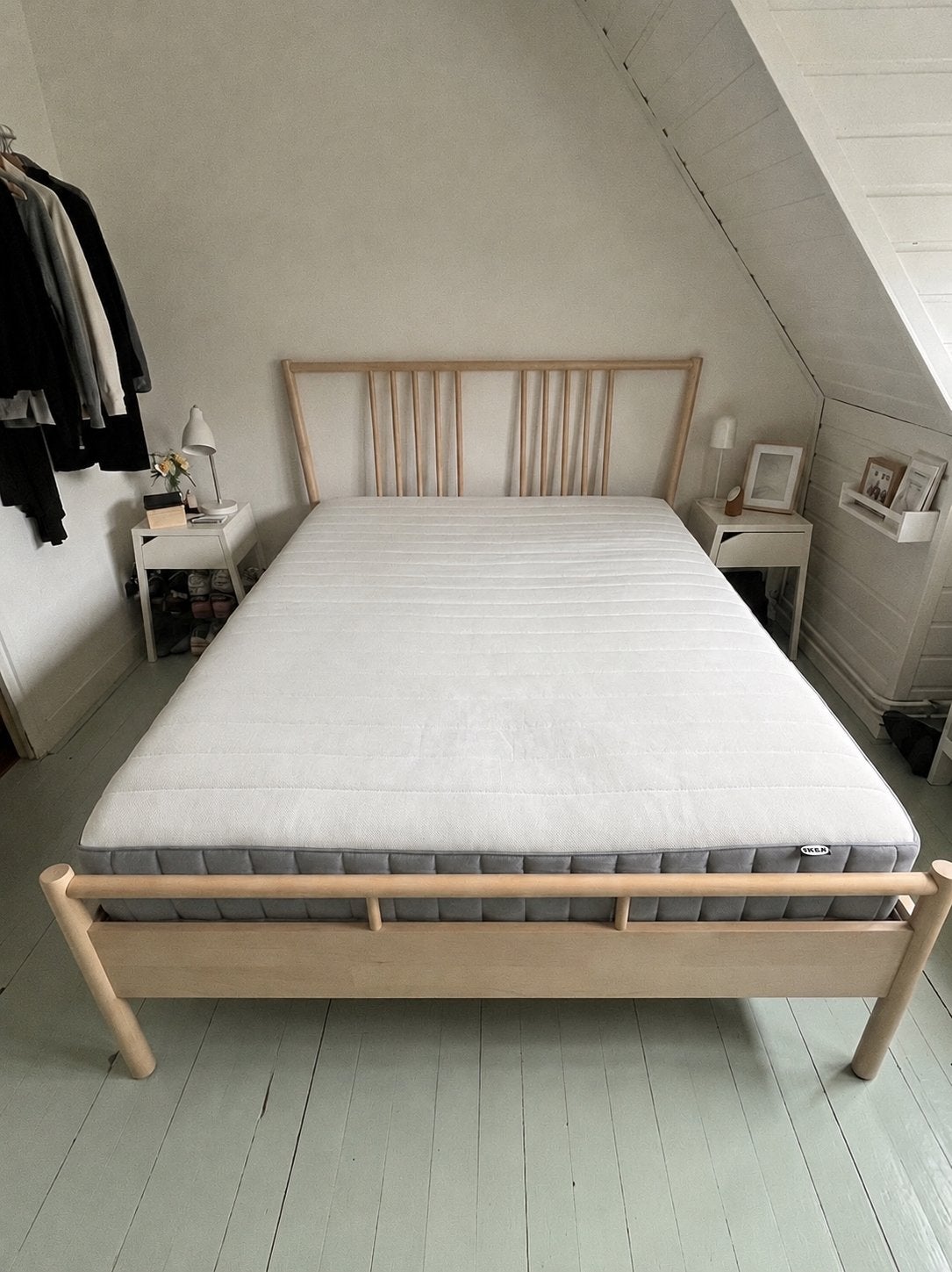 Ikea Björksnäs bed, Ophalen, Wit, Tweepersoons, 140 cm