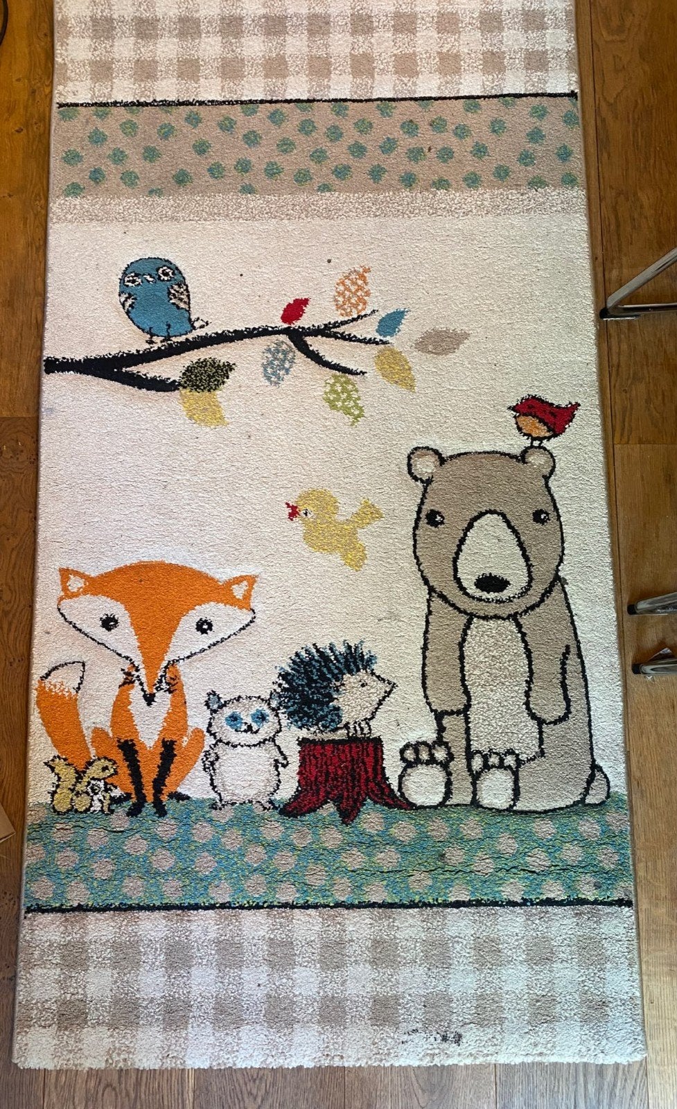 Vrolijk Kinderkleed met Bosdieren -  voor de Kinderkam, Gebruikt, 100 tot 150 cm, Kinderkamer, Speels, Bosdieren, Oranje