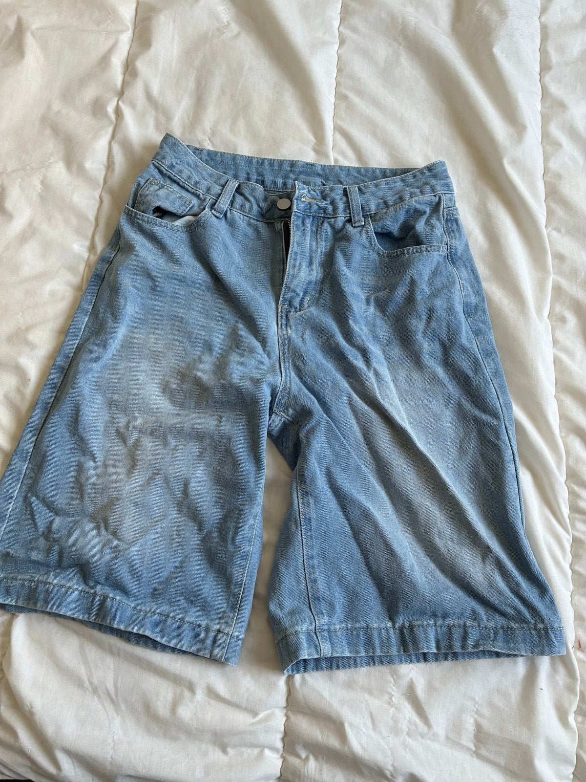 Lichtblauwe denim bermuda shorts - Maat M, Kleding | Dames, Broeken en Pantalons, Maat 38/40 (M), Blauw, Ophalen of Verzenden
