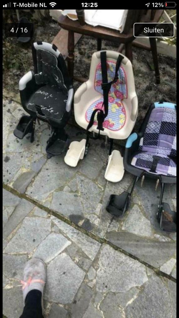 Fietszitjes voor aan het stuur verschillende soorten, Ophalen, Gebruikt, Voorzitje, Voetsteuntjes