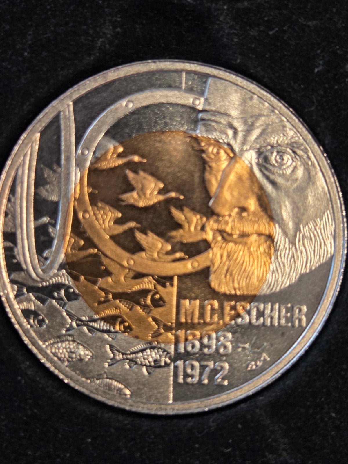 Zilveren 10 Euro M.C. Escher munt 1998 Fleur de Coin, Postzegels en Munten, Munten | Nederland, Ophalen of Verzenden