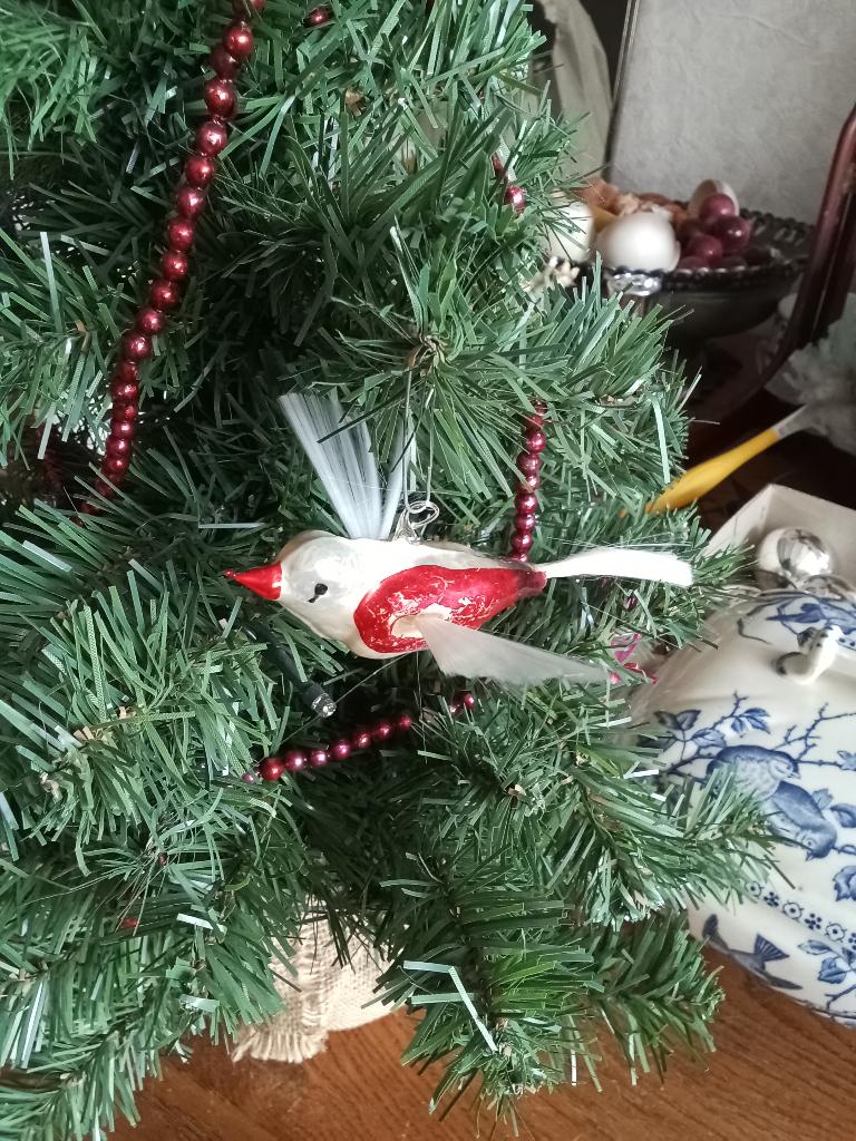 prachtige vogel met glazen oogje met rode tekening, Diversen, Kerst, Ophalen of Verzenden, Gebruikt