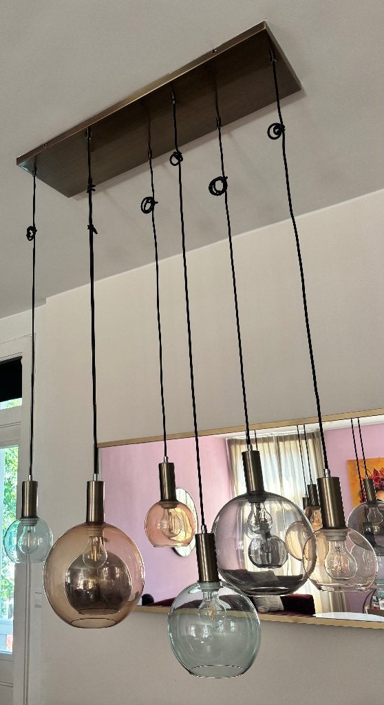 Coco Maison design hanglamp met 6 glazen bollen, Ophalen, Modern / Design / Industrieel, E27 (groot), Zo goed als nieuw