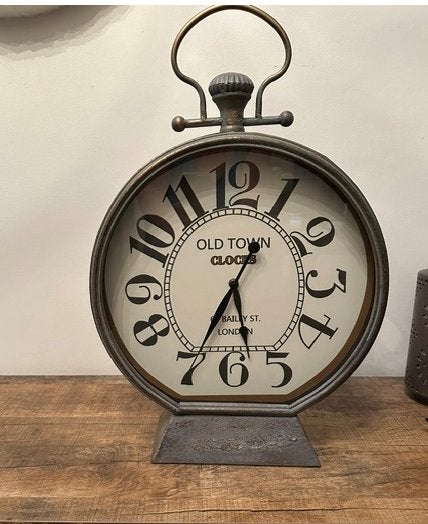 Grote gave retro staande of tafel klok hoogte 60 cm Ø 39 cm, Ophalen, Werkt op batterijen, Zo goed als nieuw, Retro