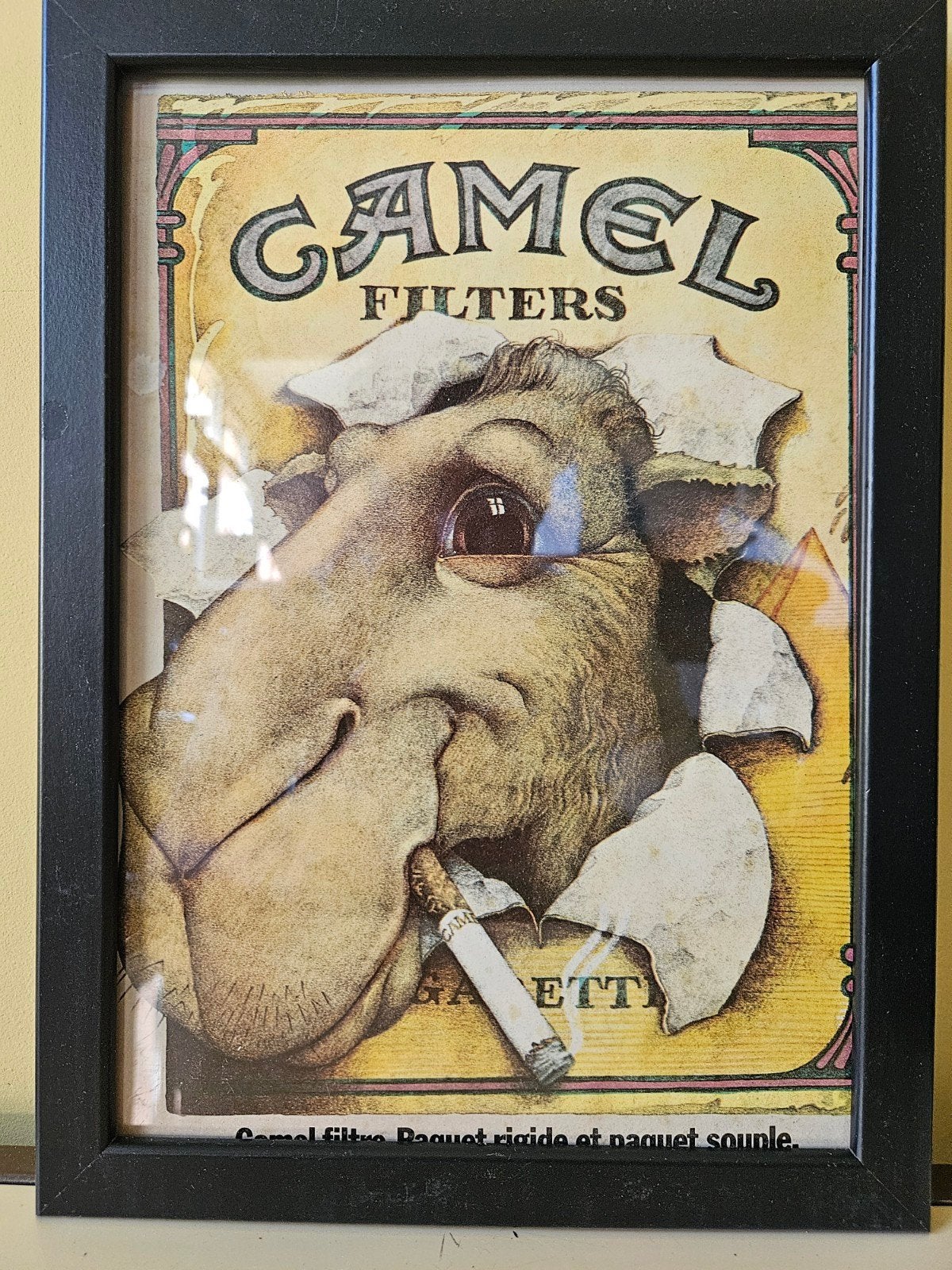 Vintage Camel Filters reclame ingelijst - 20x30 cm, Minder dan 50 cm, Gebruikt, Ophalen of Verzenden, Print