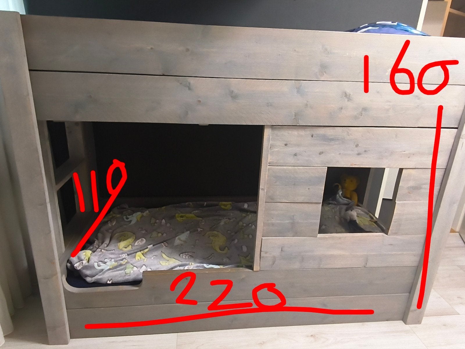 Stapelbed, Ophalen, 160 tot 180 cm, Tweepersoons, Stapelbed