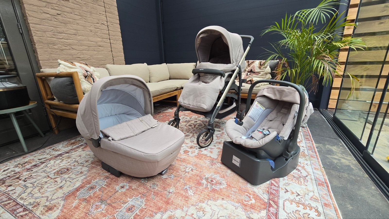 3-in-1 kinderwagen – Inglesina Otutto Deluxe Sand/Champagne, Gebruikt, Met autostoeltje, Combiwagen, Ophalen
