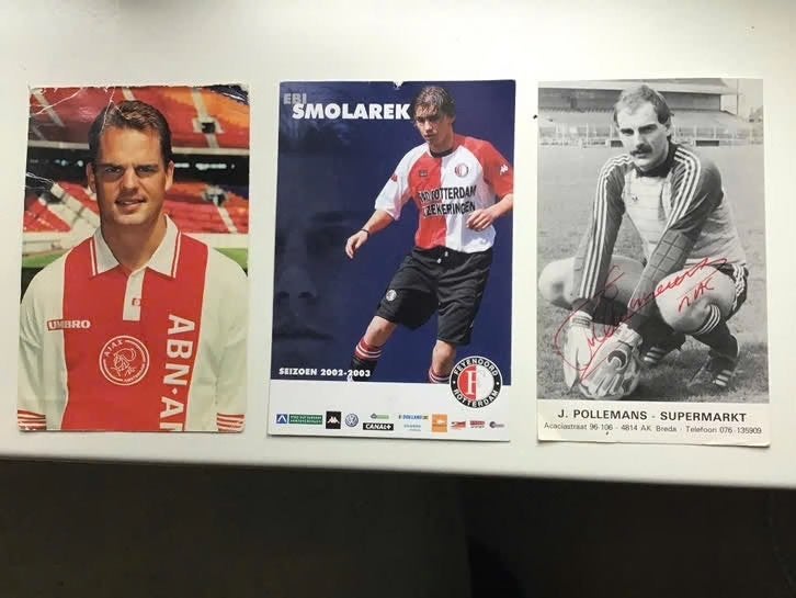 3 voetbalkaarten Ajax,Feijenoord,NAC, Ophalen of Verzenden, Gebruikt, Overige binnenlandse clubs, Spelerskaart