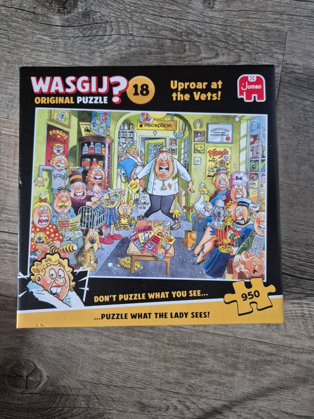 wasgij puzzel original nr 14 uproar at the vets, Ophalen, 500 t/m 1500 stukjes, Zo goed als nieuw, Legpuzzel