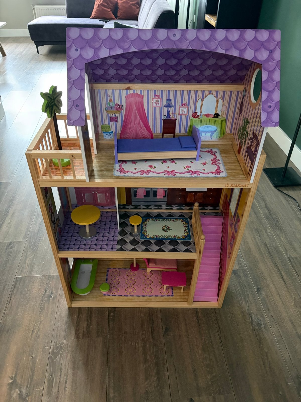Groot KidKraft Houten Poppenhuis met Meubels, Kinderen en Baby's, Ophalen of Verzenden, Zo goed als nieuw, Poppenhuis