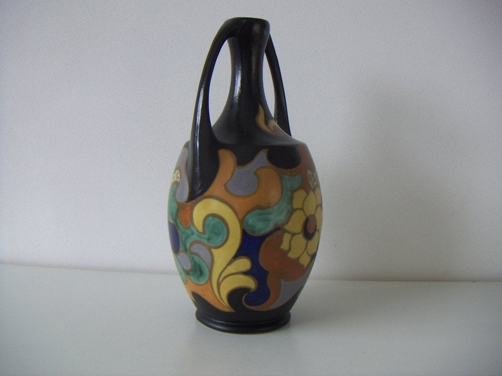 Eskaf Huizen plateel keramiek amfoor vaas jr.ca.1925. OLA., Antiek en Kunst, Ophalen of Verzenden
