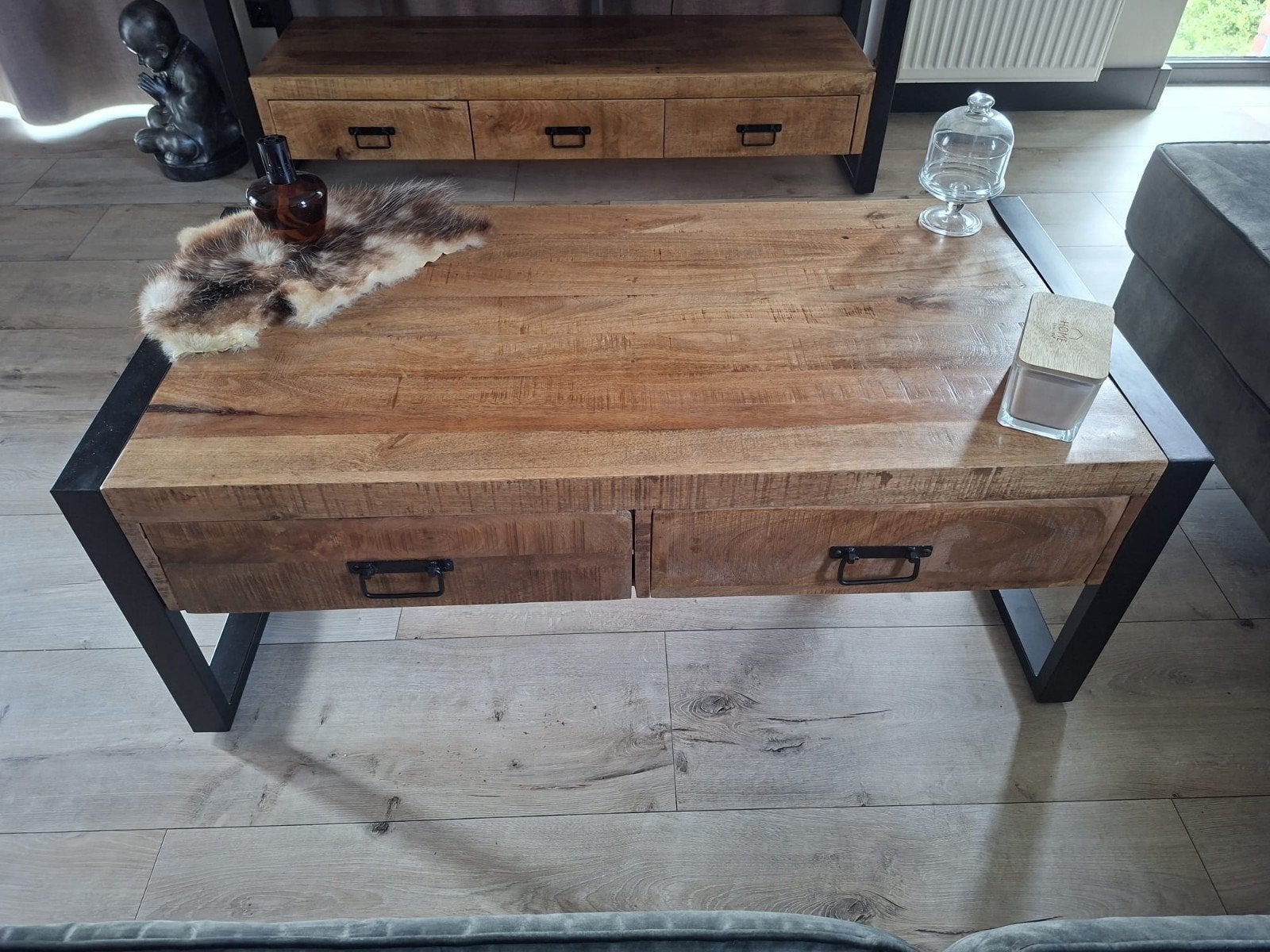 Salontafel mangohout, Huis en Inrichting, Tafels | Salontafels, Ophalen, 100 tot 150 cm, 50 tot 100 cm, Zo goed als nieuw