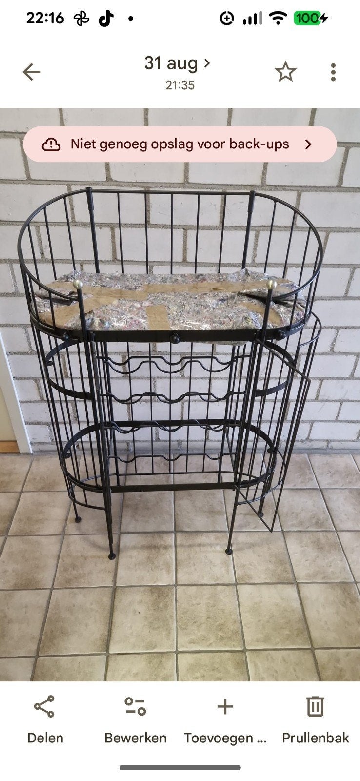 smeedijzer wijnrek €30,- (3glazen plaat ), Ophalen of Verzenden, Zo goed als nieuw