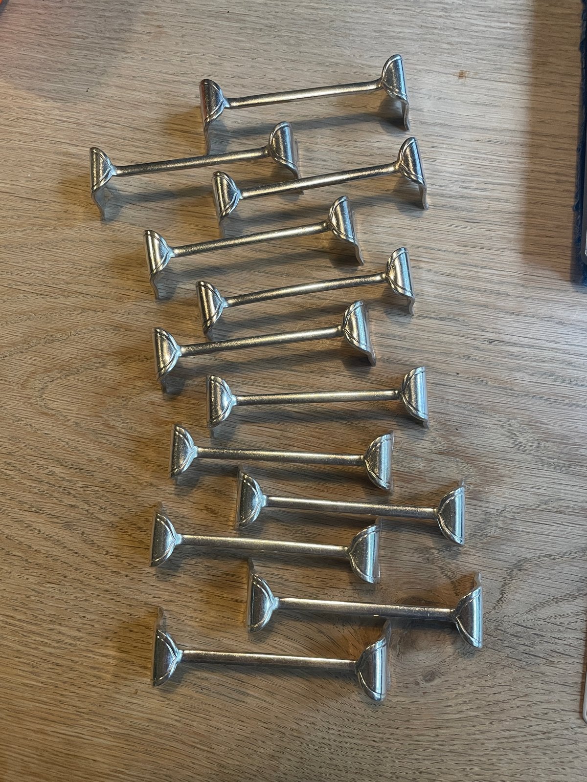 12 vintage verzilverde messenleggers Keltum Posthoorn, Ophalen of Verzenden