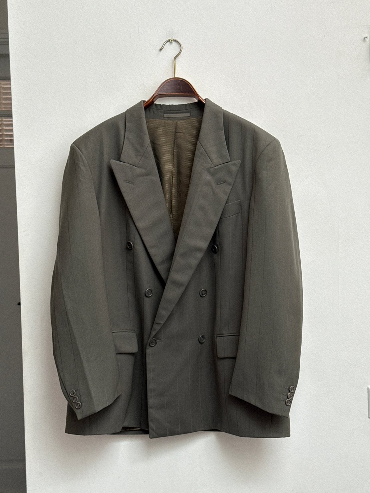 Hugo Boss double breasted pinstripe blazer maat 52, Verzenden, Gedragen, Maat 52/54 (L), Groen