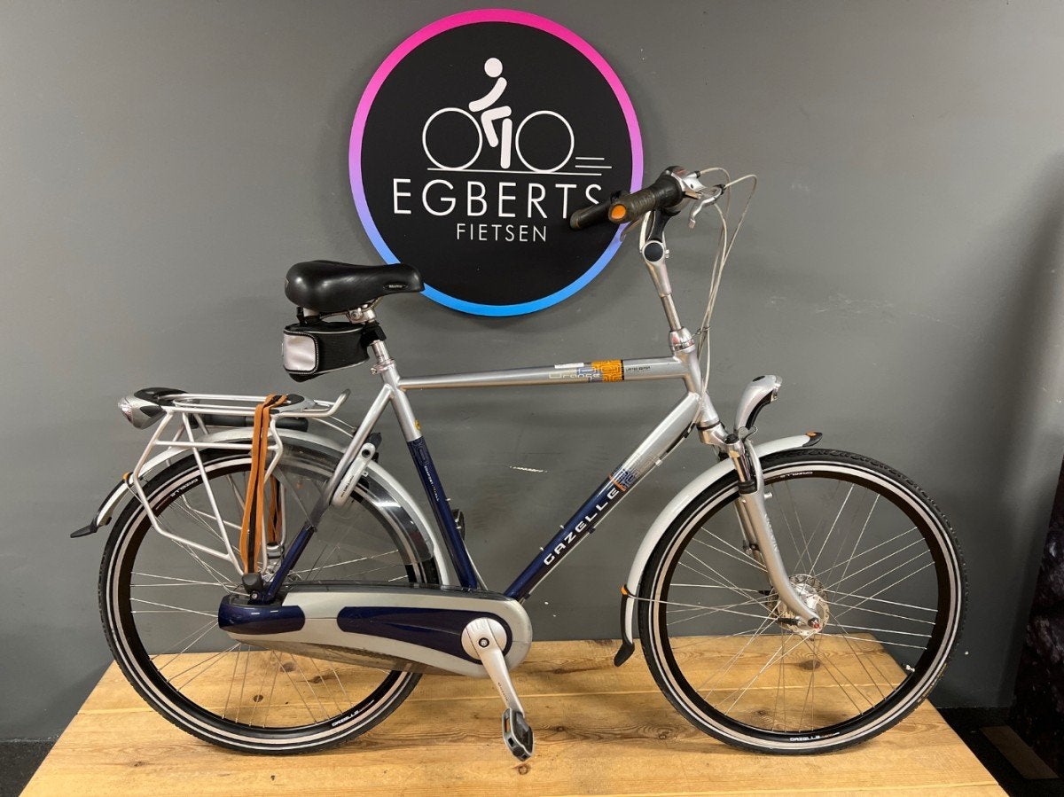 Gazelle Orange C8 Heren Grijs/ Blauw 61cm, Ophalen, Gebruikt, -, -
