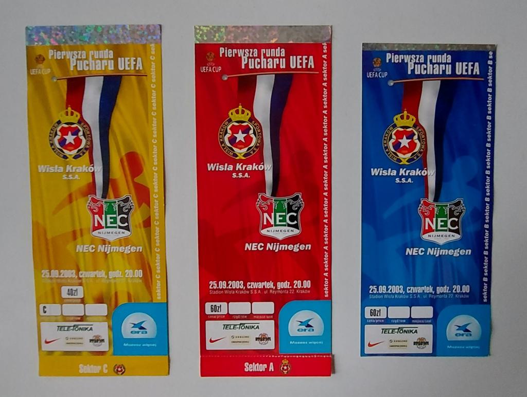 UEFA Cup 2008-2009 tickets Wisla Krakow - NEC Nijmegen, Verzamelen, Ophalen of Verzenden, Overige binnenlandse clubs