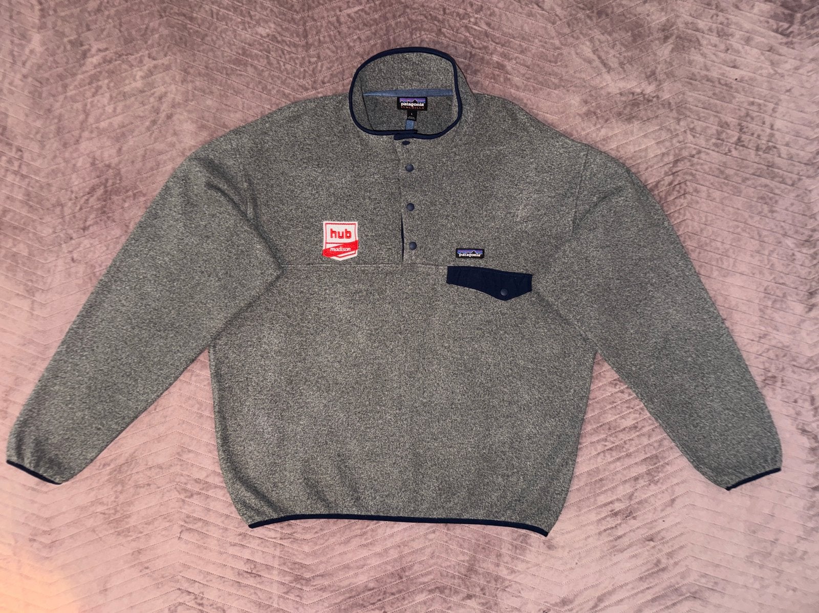 Patagonia Lightweight Synchilla Snap-T Fleece Pullover, Ophalen of Verzenden, Zo goed als nieuw, Maat 52/54 (L), Grijs