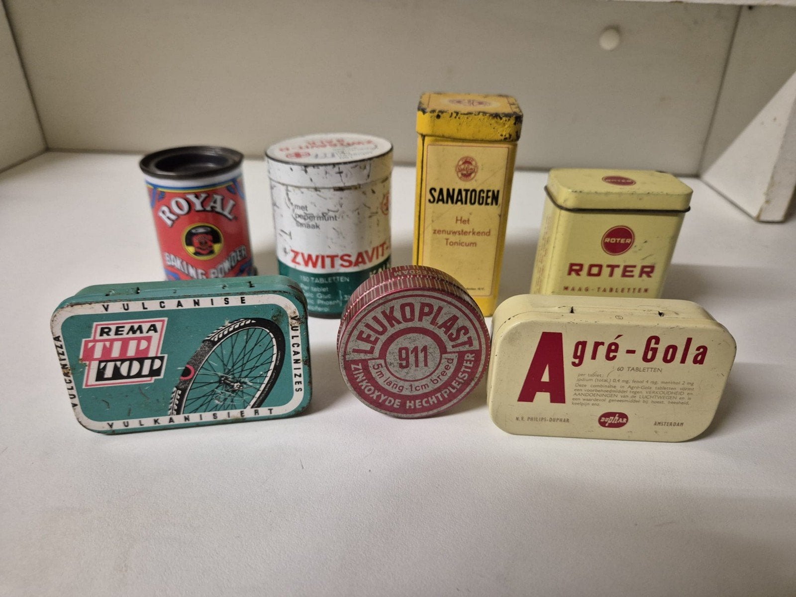 Antieke blikjes gehele set IZGST NOSTALGIE, Ophalen of Verzenden