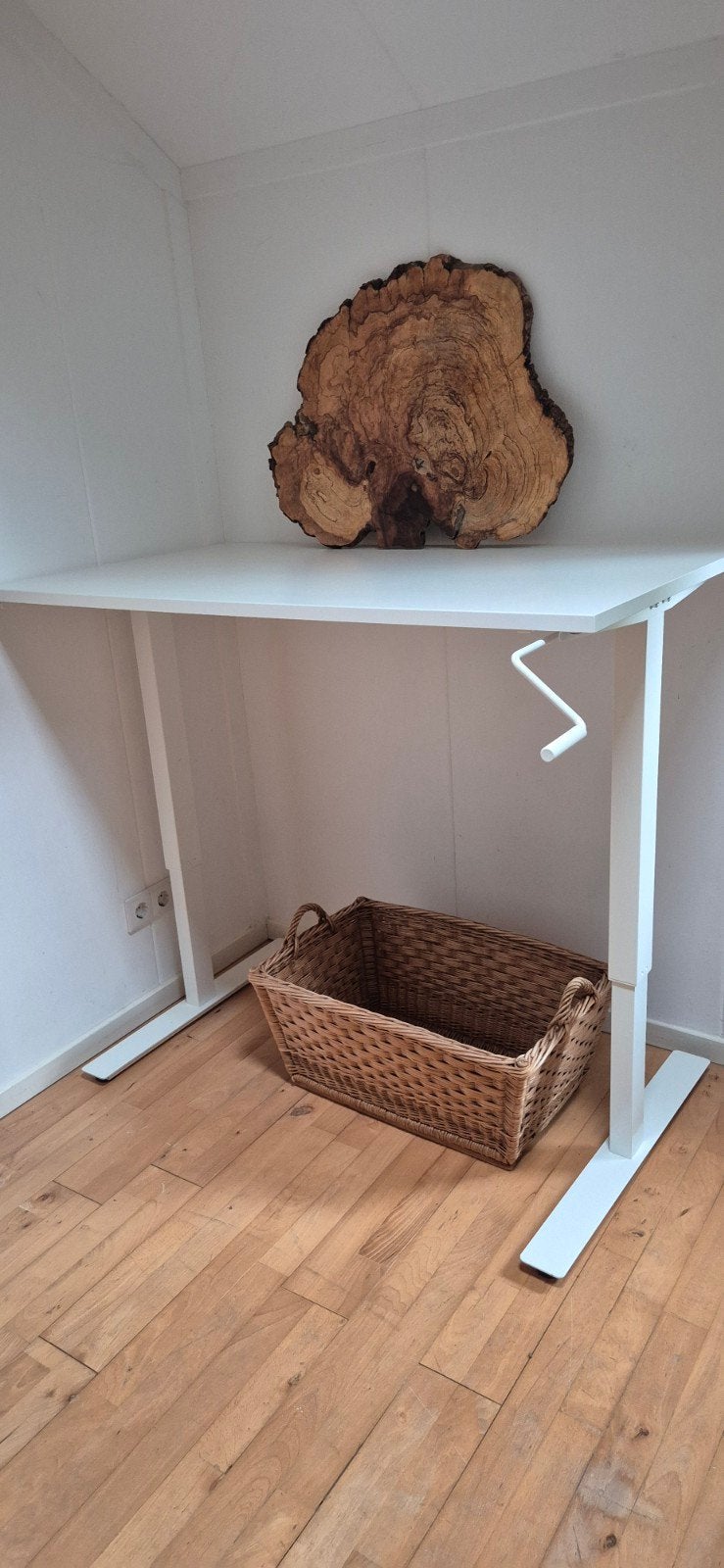 Wit zit-sta bureau, Huis en Inrichting, Ophalen, Zit-sta bureau, Gebruikt, Spaanplaat of MDF