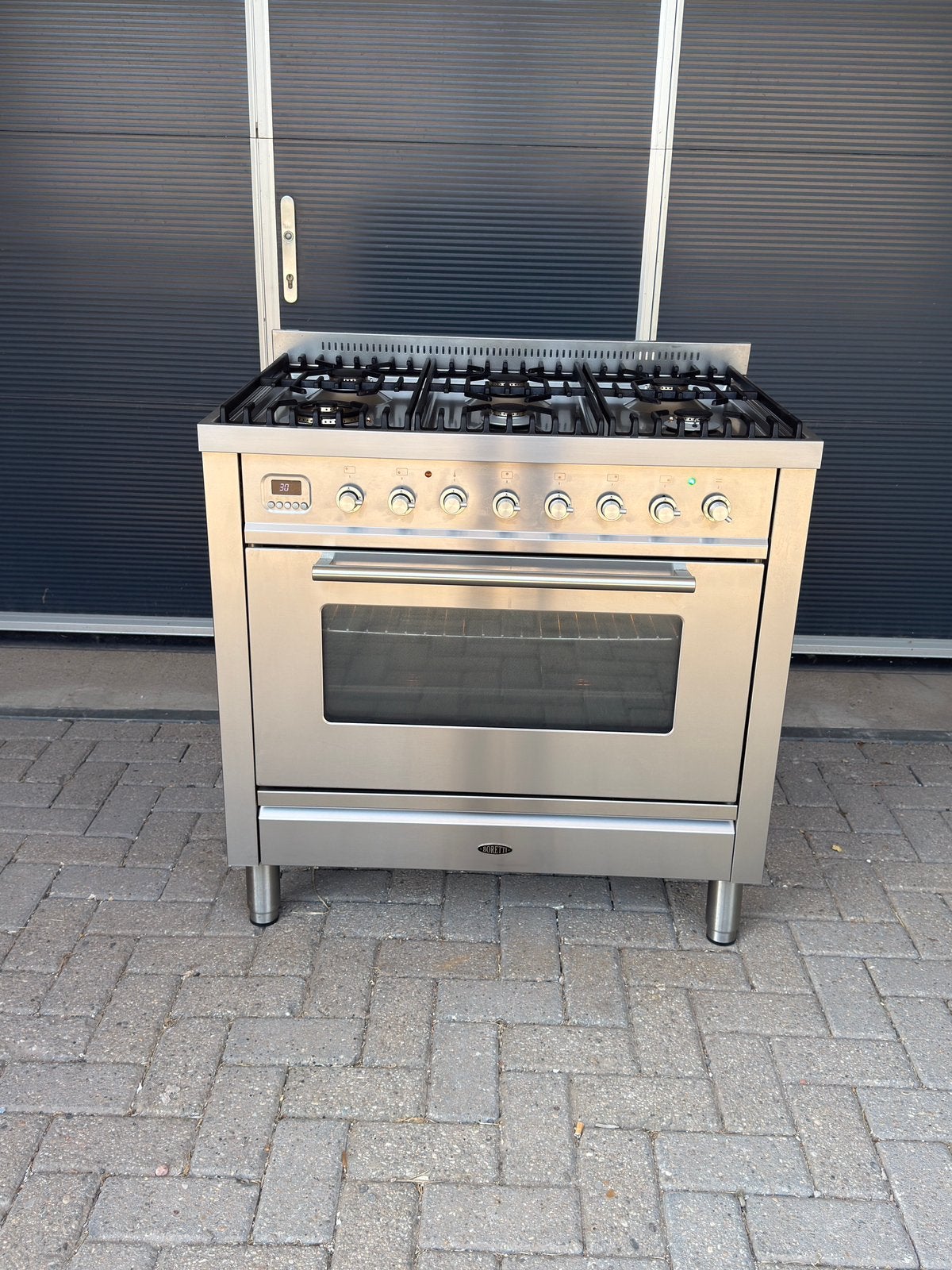 Z.g.a.n. Rvs Boretti Gasfornuis 300 graden Oven, 60 cm of meer, Zo goed als nieuw, Gas, Vrijstaand