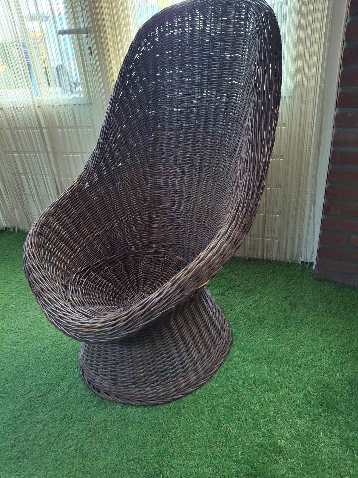 Unieke rotan kuipstoel - Vintage design, Huis en Inrichting, Ophalen, Gebruikt, Bruin, Vintage, Bohemien