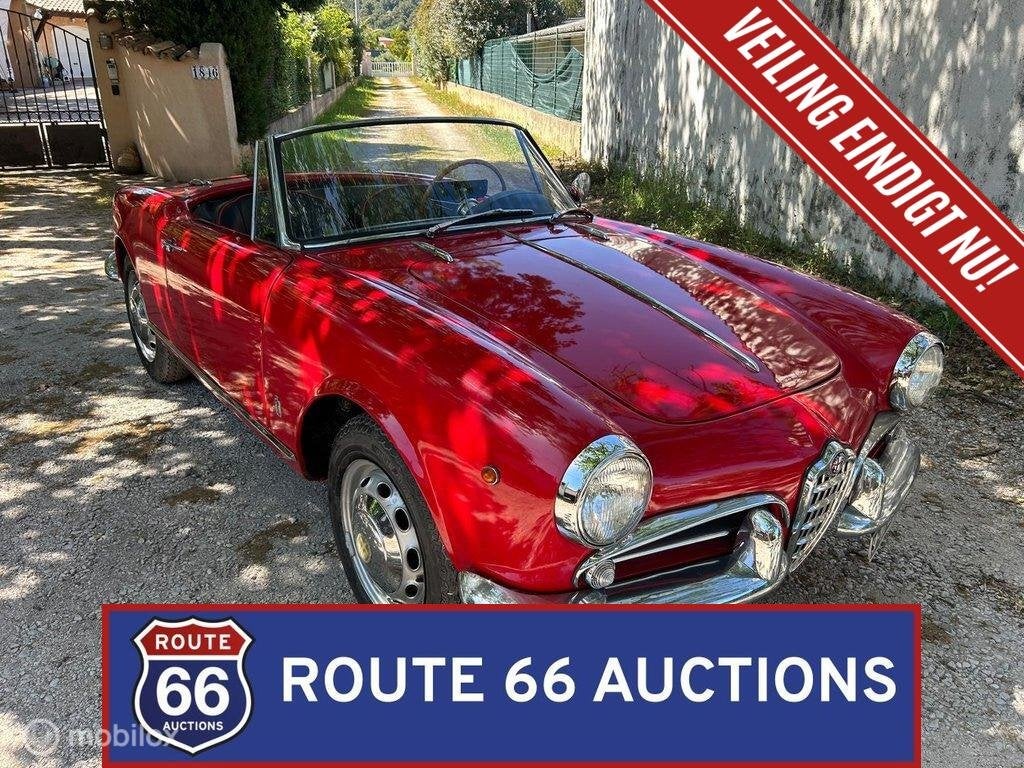 Alfa Romeo Giulietta Spider | 1959 | Route 66 Auctions, Overige carrosserieën, Zwart, Bedrijf, Handgeschakeld