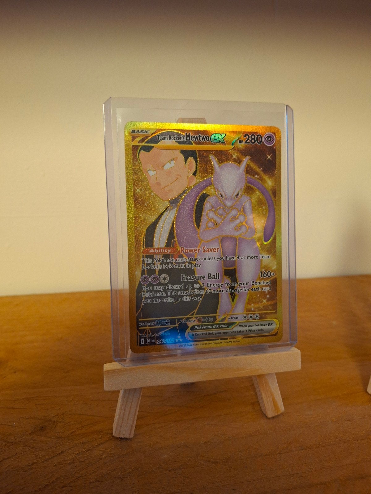Team Rocket's Mewtwo Ex Gold MUR Destined Rivals #240, Ophalen of Verzenden, Nieuw, Losse kaart, Foil