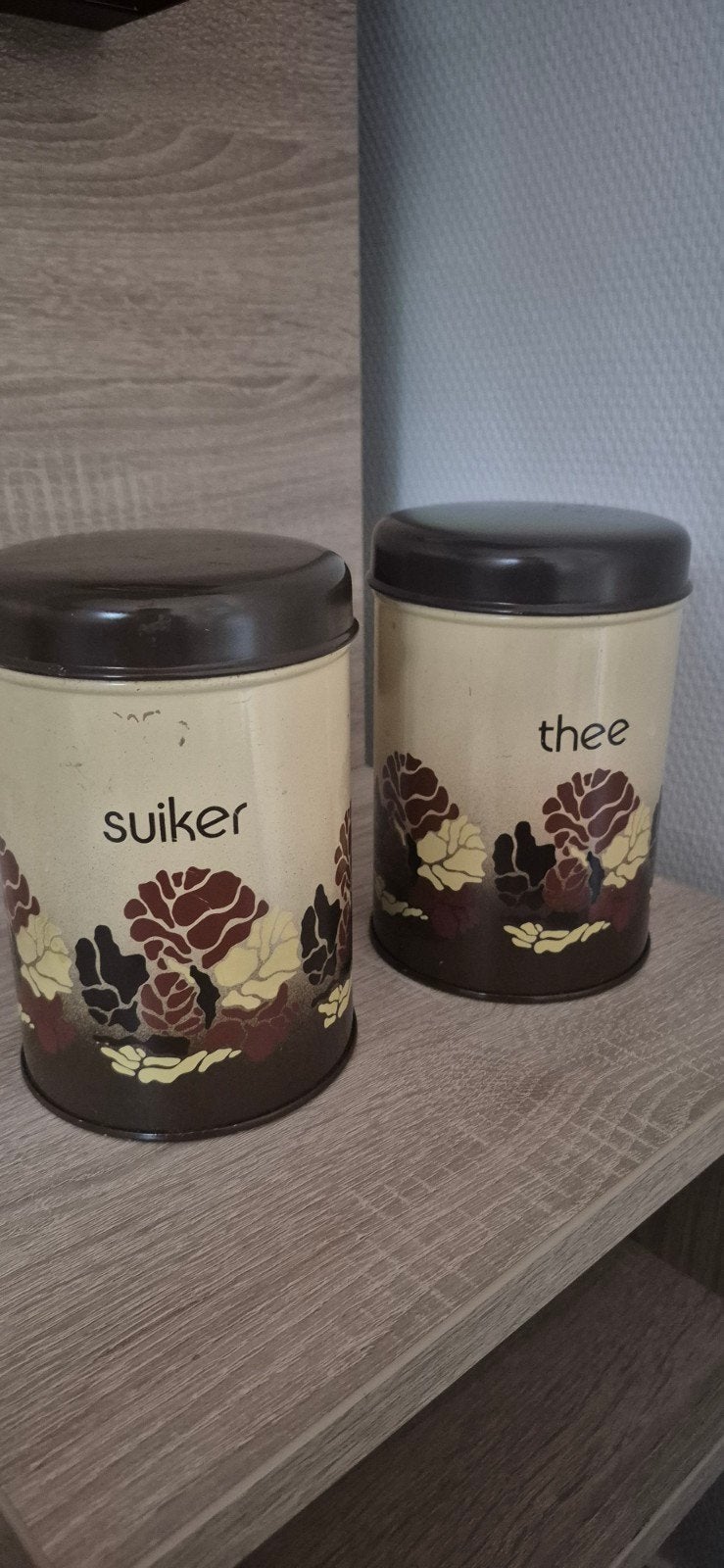 Vintage Brabantia blikken voor suiker en thee, Ophalen