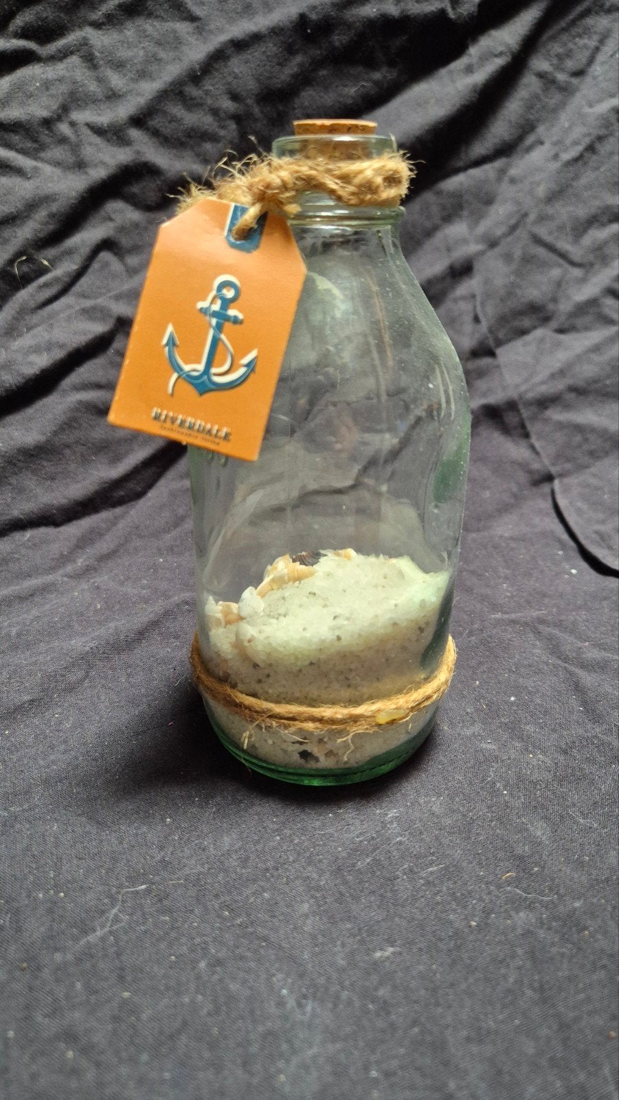riverdale flesje met zand en schelpen, Ophalen of Verzenden, Zo goed als nieuw, Glas