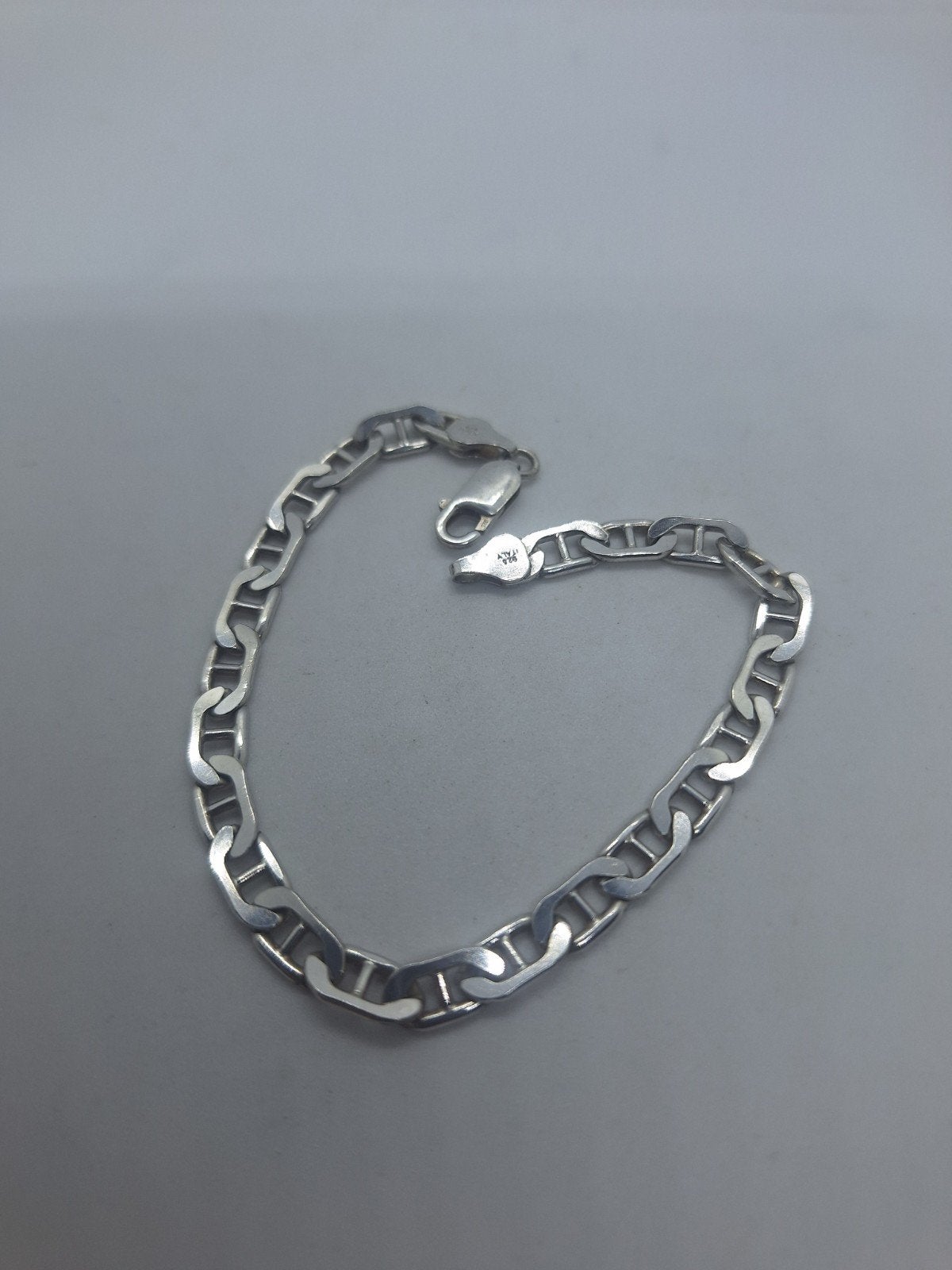 21 cm 925 Zilveren Platte Schakelarmband Heren, Ophalen of Verzenden, Gebruikt, Zilver, Zilver
