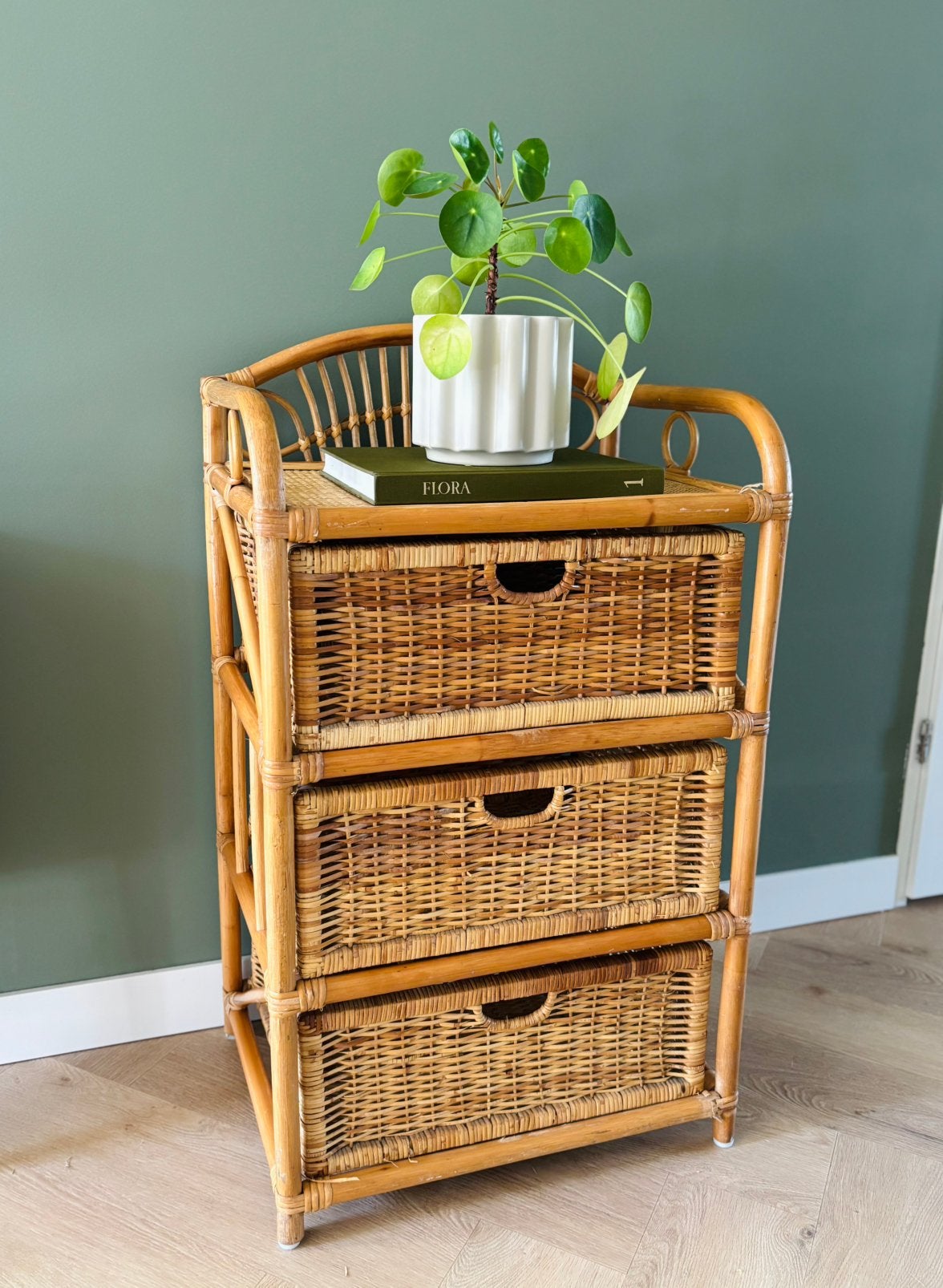 Vintage rotan ladekastje nachtkastje bamboe retro, Huis en Inrichting, Ophalen, Overige materialen, Gebruikt, Vintage
