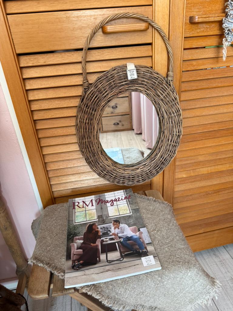 ZGAN Riviera Maison Rattan Spiegel, Minder dan 50 cm, Ophalen of Verzenden, Zo goed als nieuw, Minder dan 100 cm