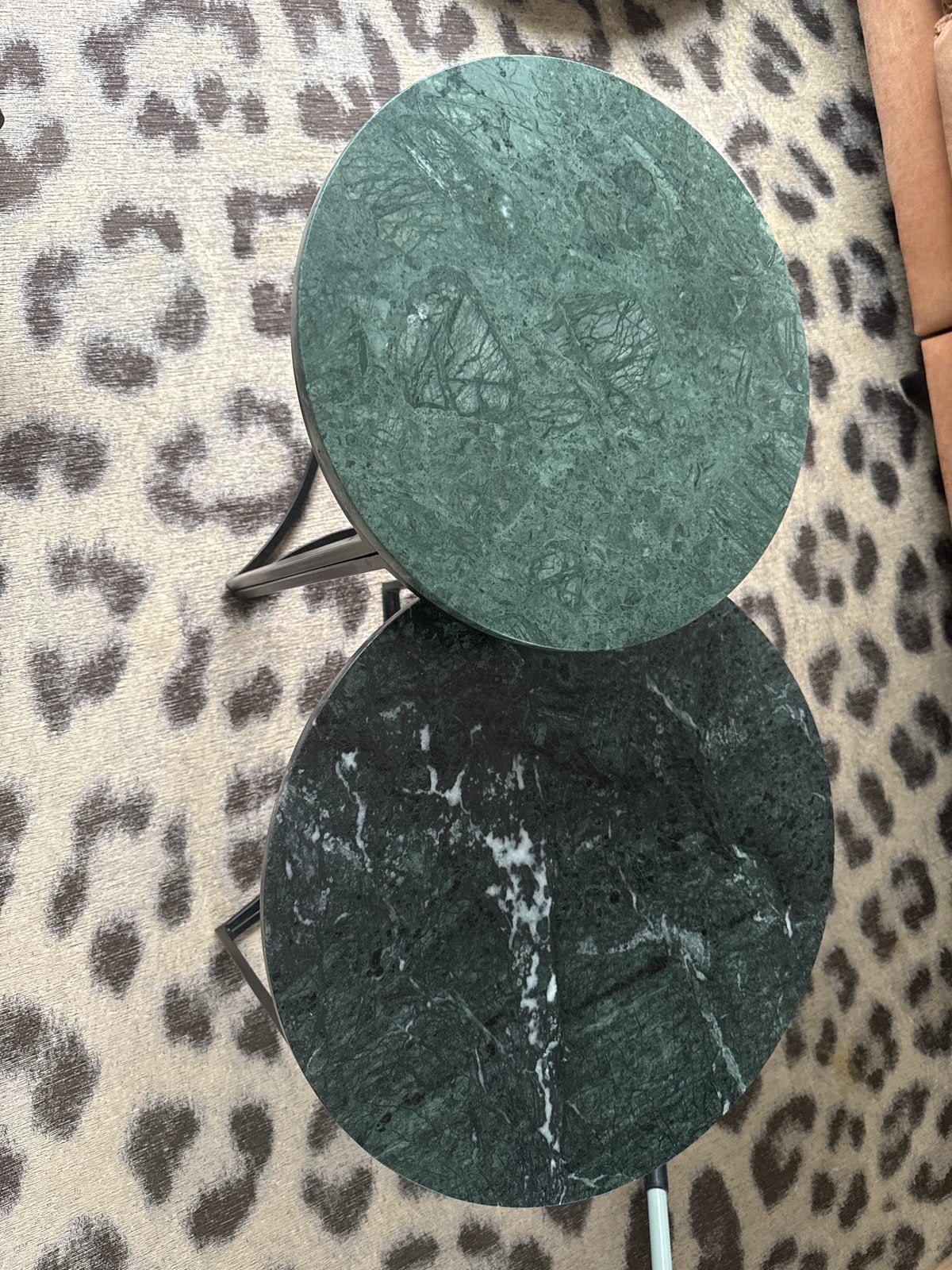 Set van 2 marmeren salontafels, groen, Ophalen, Minder dan 50 cm, 50 tot 100 cm, Rond