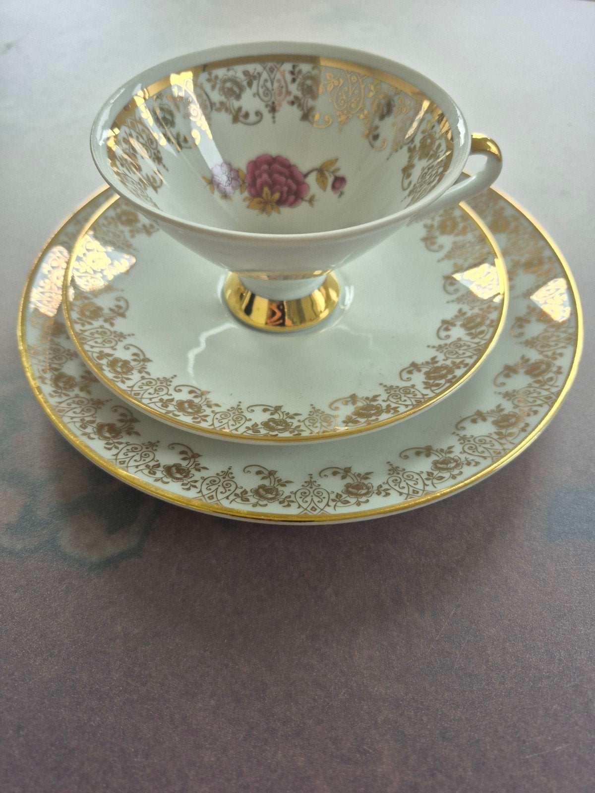 Vintage Tettau Bavaria Theeservies met Gouden Decoratie, Antiek en Kunst, Ophalen of Verzenden