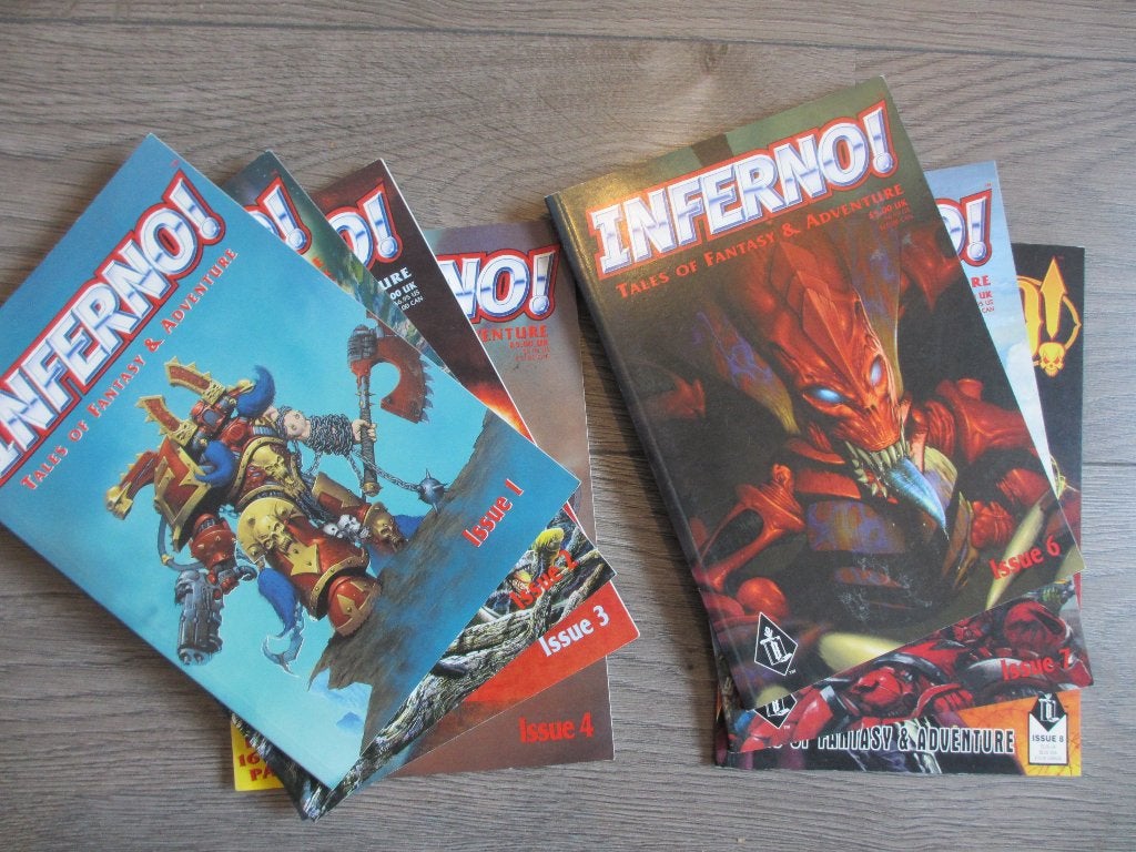 Games Workshop: Inferno magazine 1-4 & 6-8, Hobby en Vrije tijd, Wargaming, Zo goed als nieuw, Warhammer 40000, Boek of Catalogus