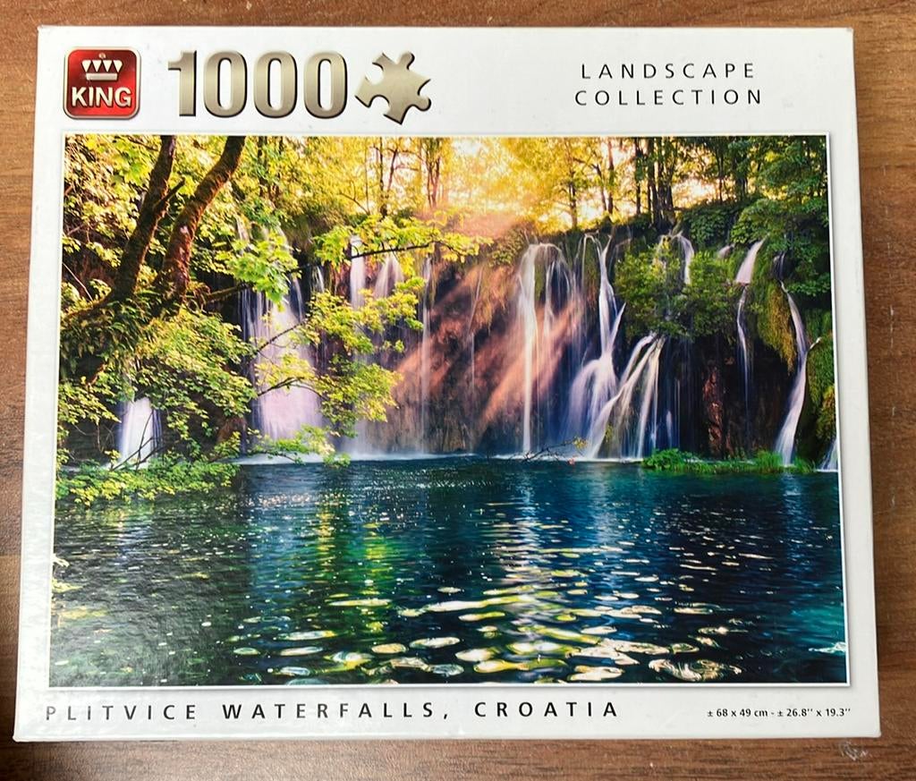 King - Plitvice Waterfalls, Croatia - 1000, Ophalen of Verzenden, 500 t/m 1500 stukjes, Zo goed als nieuw, Legpuzzel