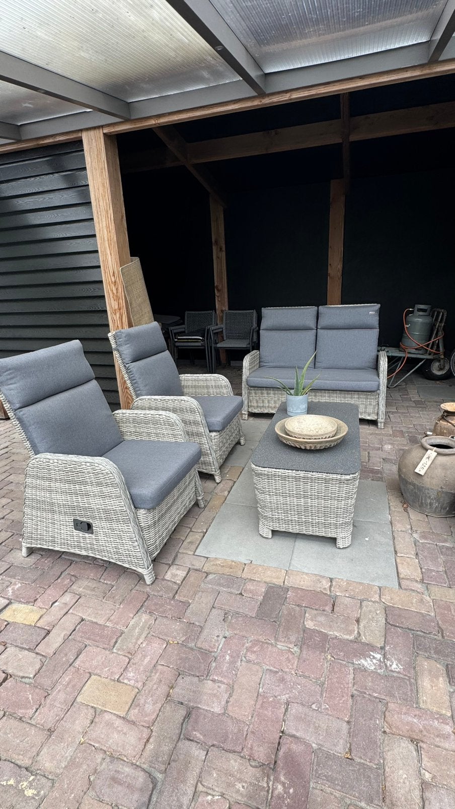 Nieuwe loungeset verstelbare relax stoelen en bank, Ophalen of Verzenden, Nieuw, Wicker, Bank