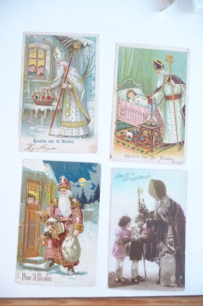 4 antieke sinterklaas kaarten 2 x1905,1x1910 en 1x1934, Verzenden, Gebruikt