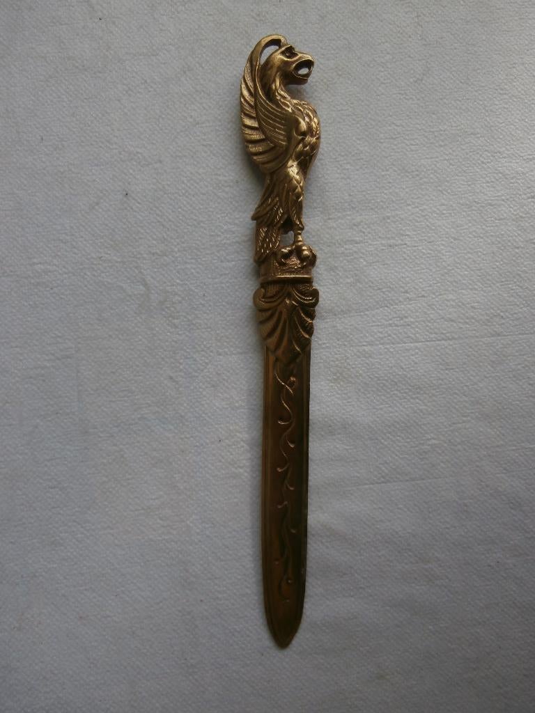 Antieke briefopener, Griffioen handvat 25 cm messing-brons ?, Antiek en Kunst, Ophalen of Verzenden
