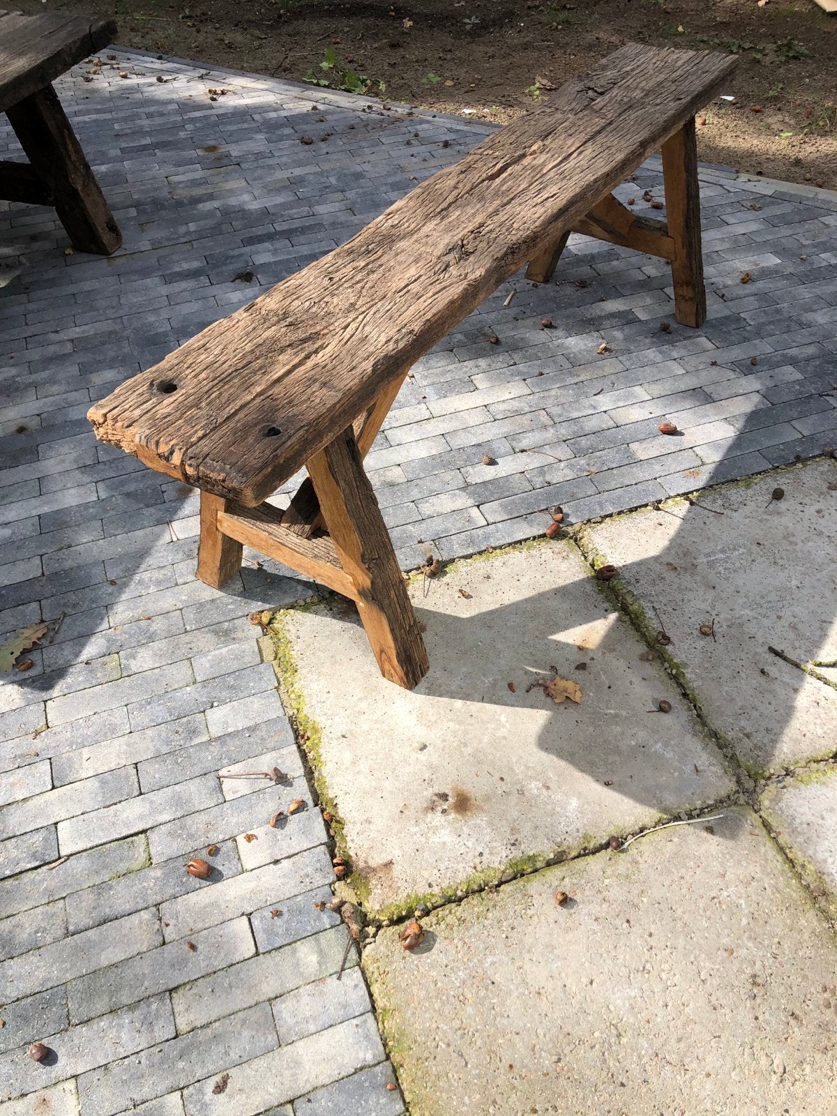 Robuuste houten hal bankje- Rustieke landelijke style, Ophalen
