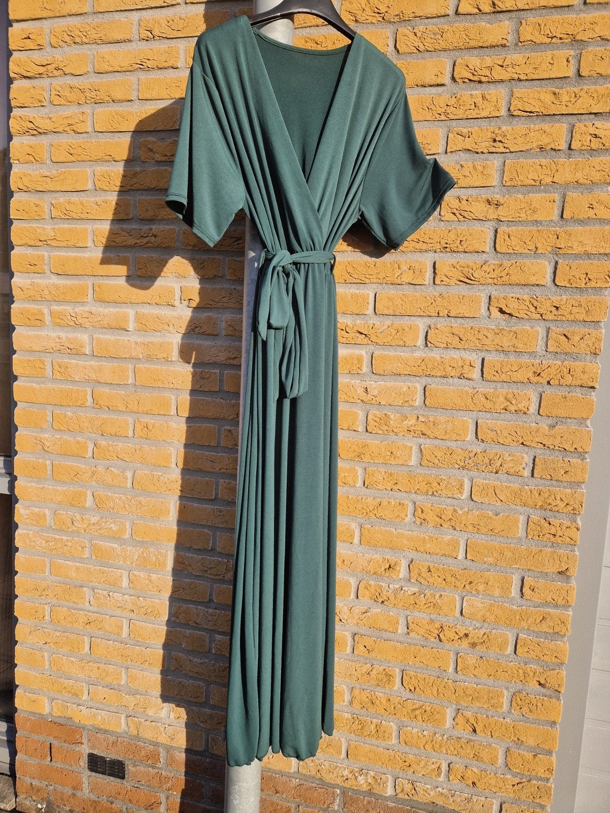 Jurk travelstof in mooie kleur groen, Kleding | Dames, Ophalen of Verzenden, Zo goed als nieuw, Groen, Jurk