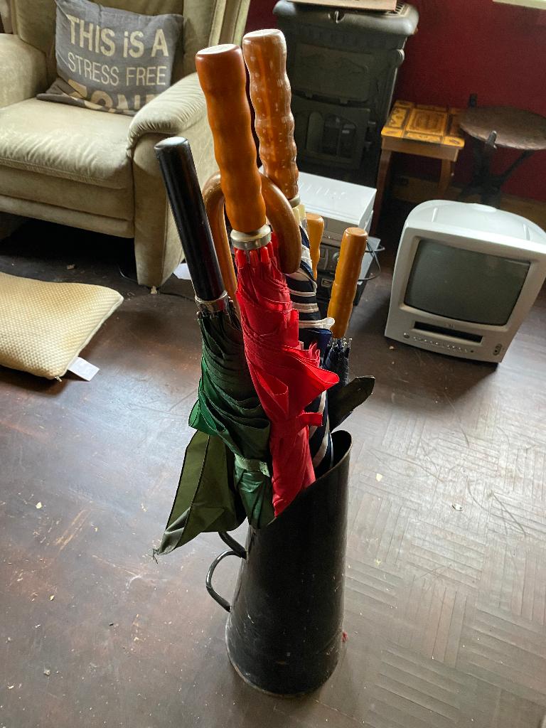 paraplubak met paraplu's, Huis en Inrichting, Ophalen of Verzenden, Gebruikt, Metaal