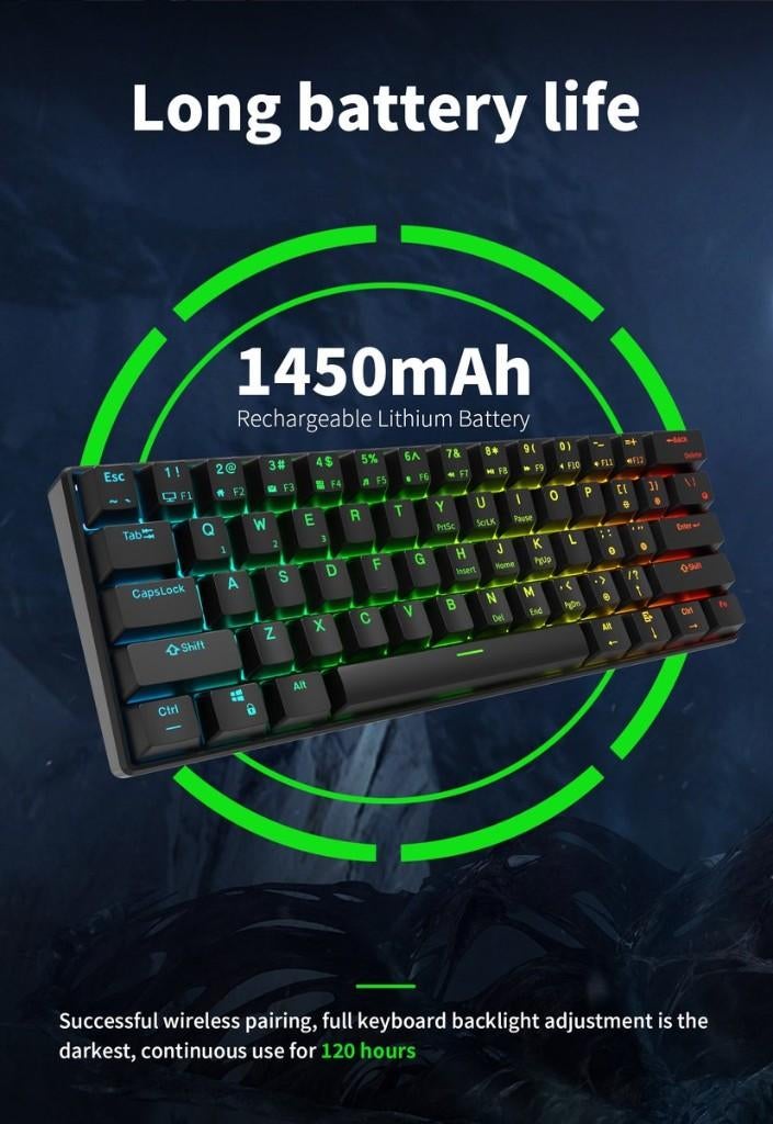 Royal Kludge RK61 - Gaming Keyboard zwart - Mechanisch, Theodoor Colenbranderhof 9, 3059LC Rotterdam, Nederland, Royale Kludge